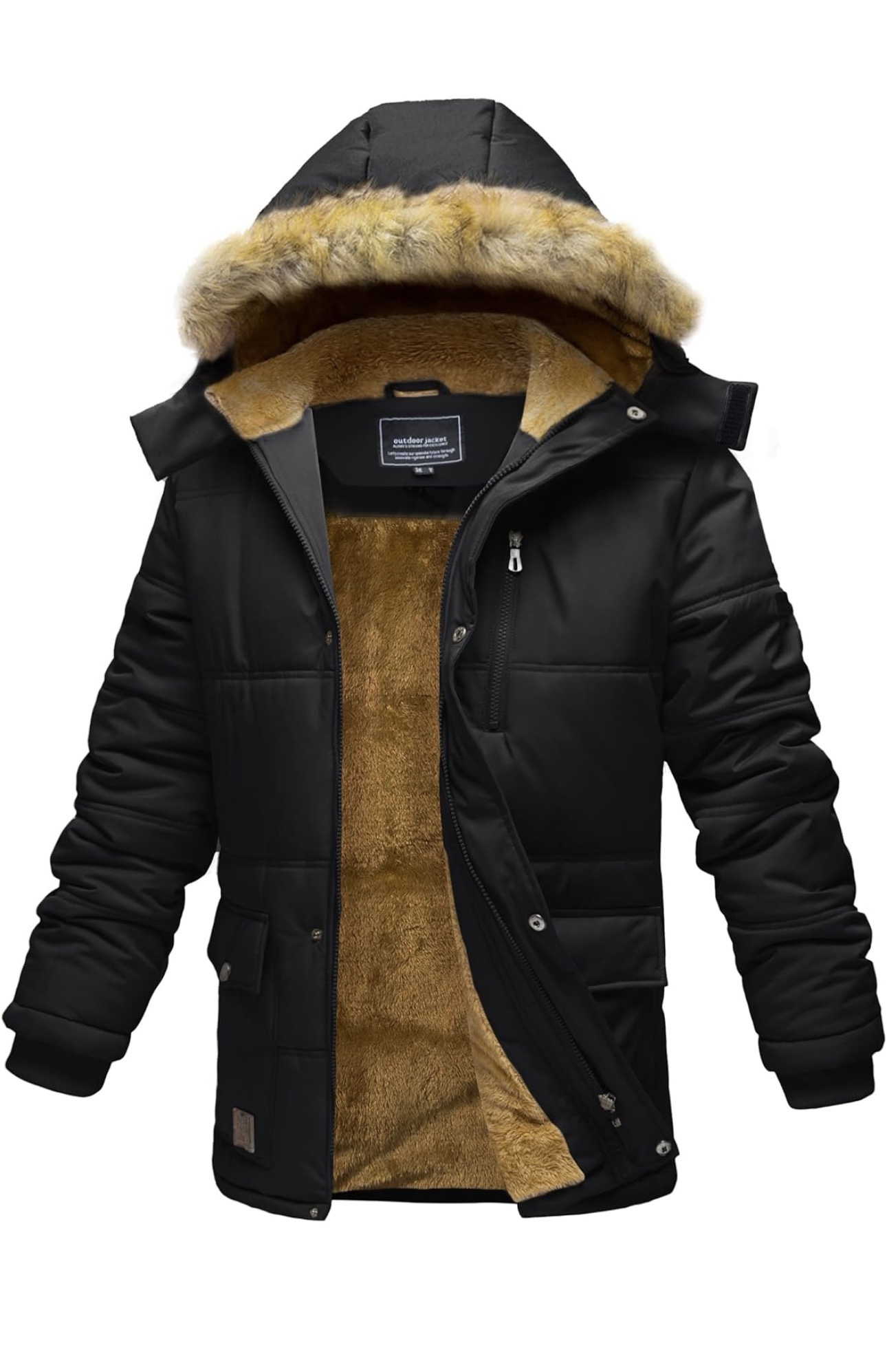 EKLENTSON Men's Winter Parka Jacket Water Repellent Windproof Sherpa Lined Jacket Thermal Warm Coat with Hood