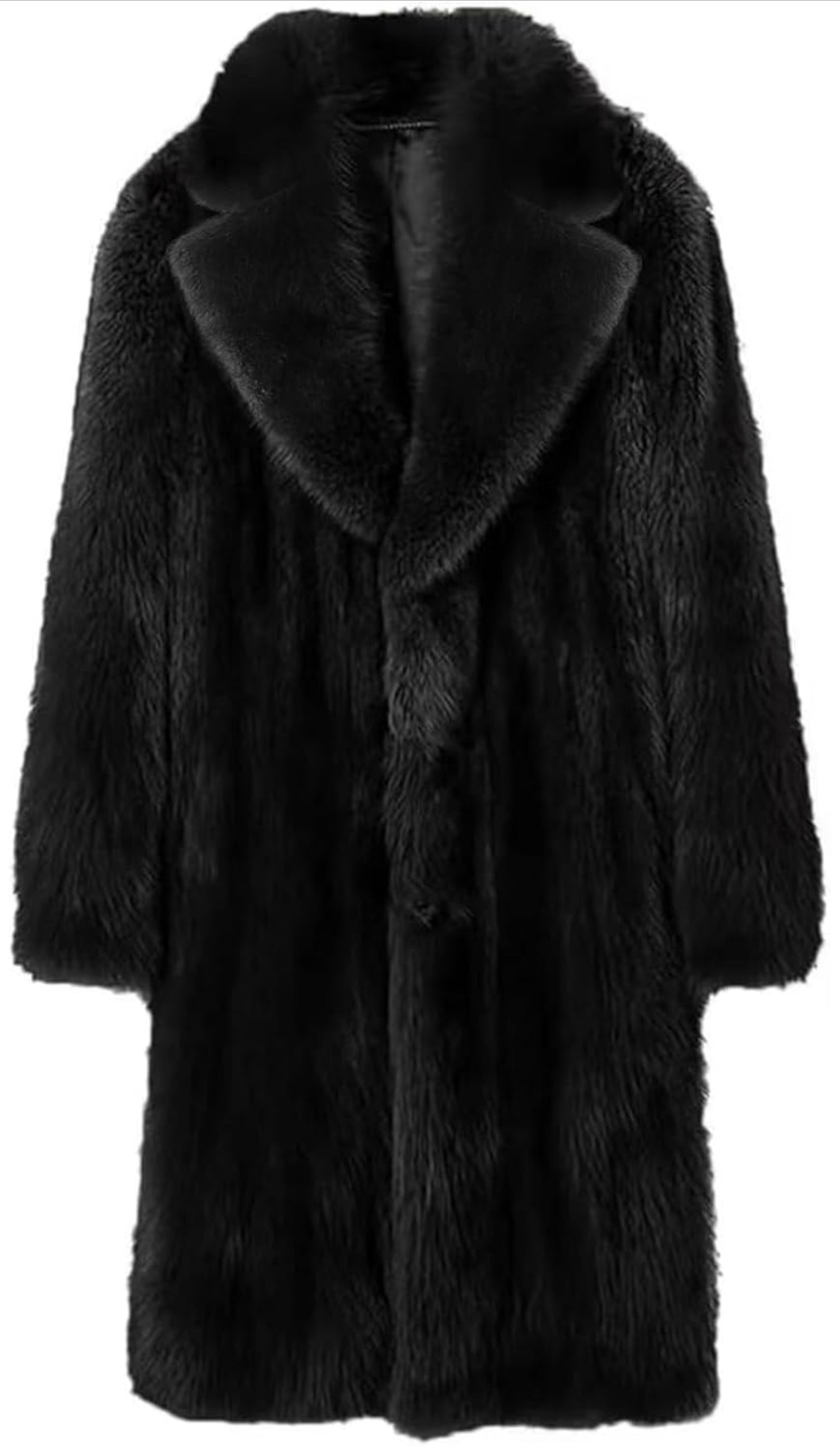 INVACHI Men's Faux Fur Coat Winter Long Faux Mink Coat Fluffy Thick Trench Coat for Men